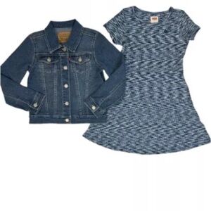 NWT Levi's Girl's 2-Piece Denim Jacket & A-Line Short Sleeve Dress Set